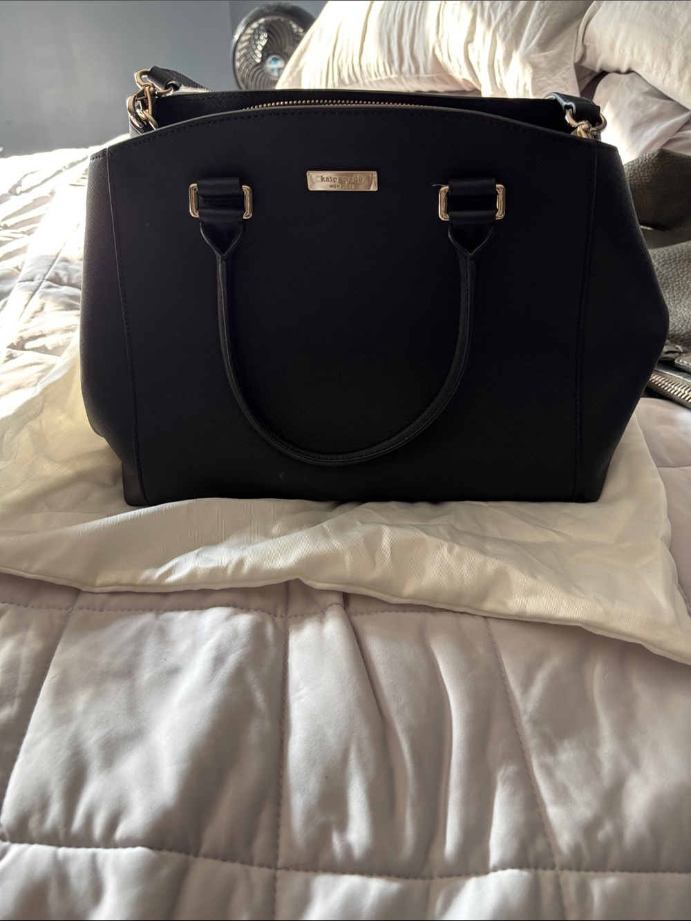kate spade Black Dome Satchel with Gold Hardware